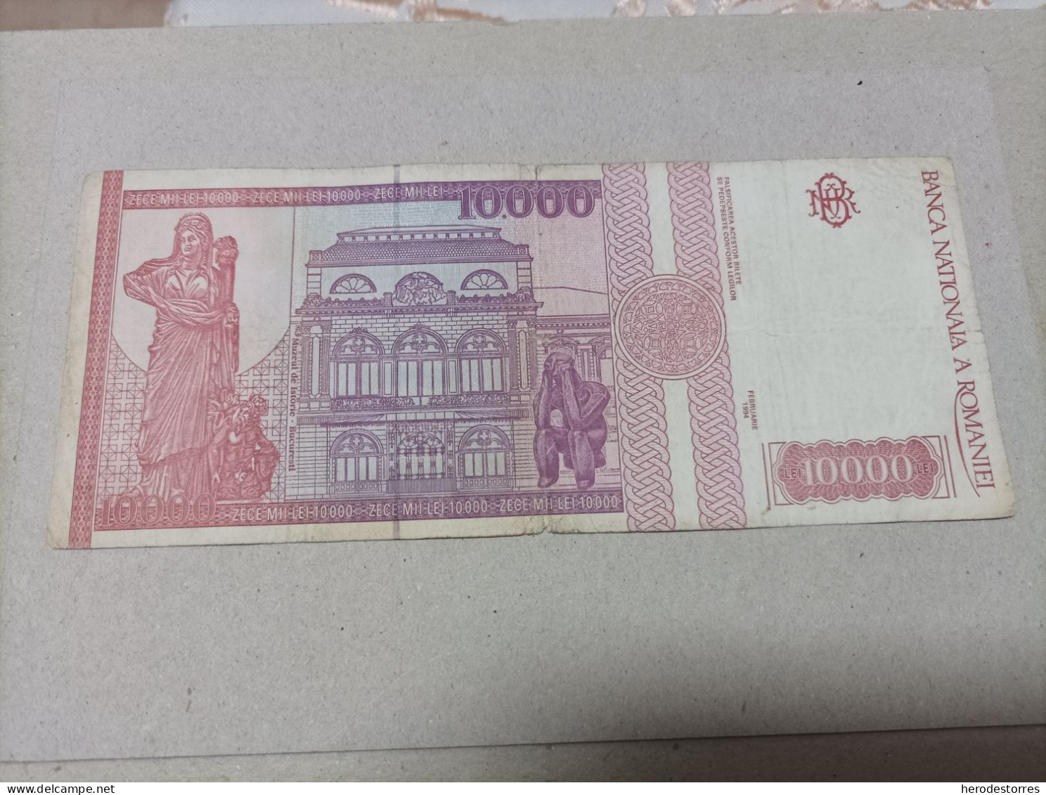 Billete Rumania 10000 Lei, Nº Bajisimo 0016, Año 1994 - Romania