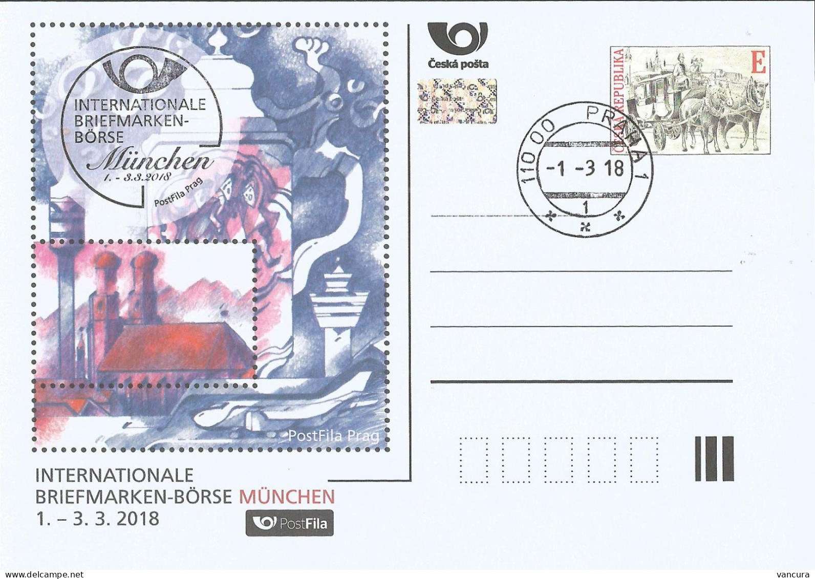 CDV A 223 Czech Republic München Stamp Fair 2018 Coach - Ansichtskarten