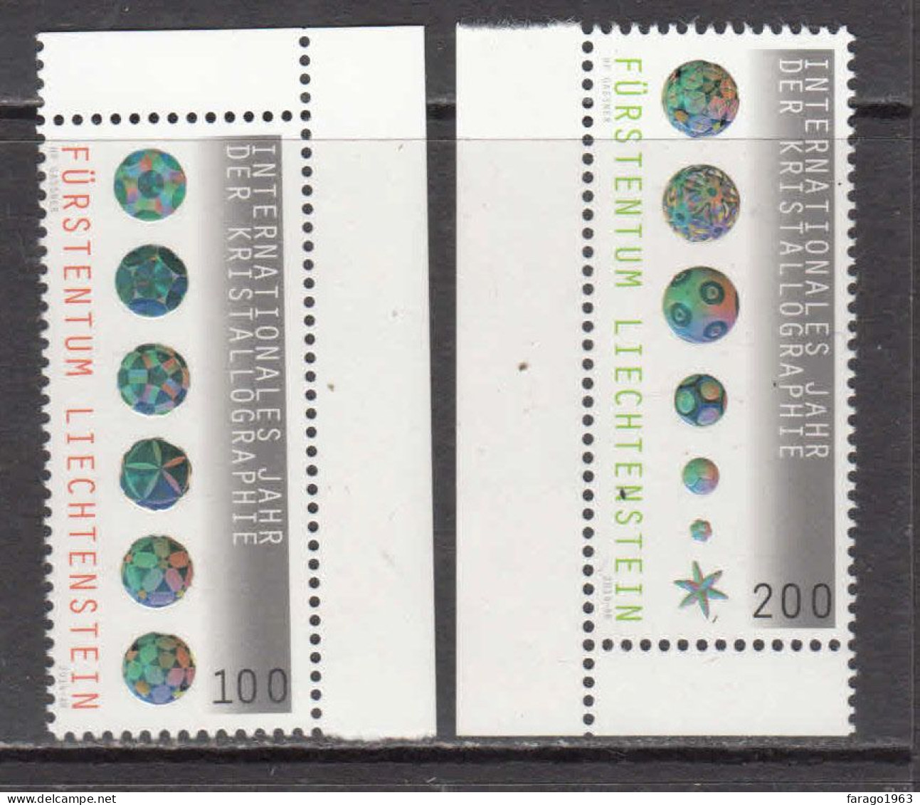 2014 Liechtenstein Year Of Crystallography Complete Set Of 2 MNH @ BELOW FACE VALUE - Ongebruikt