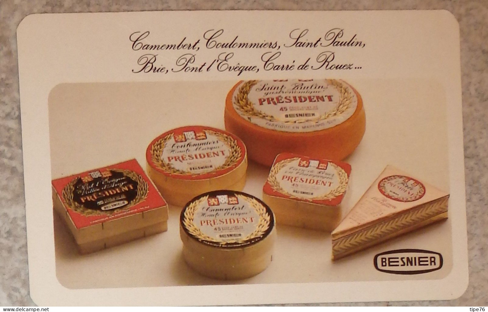 Petit Calendrier  De Poche 1978 Fromage Camembert Coulommiers Saint Paulin Brie Besnier Président - Format Carte Bleue - Petit Format : 1971-80