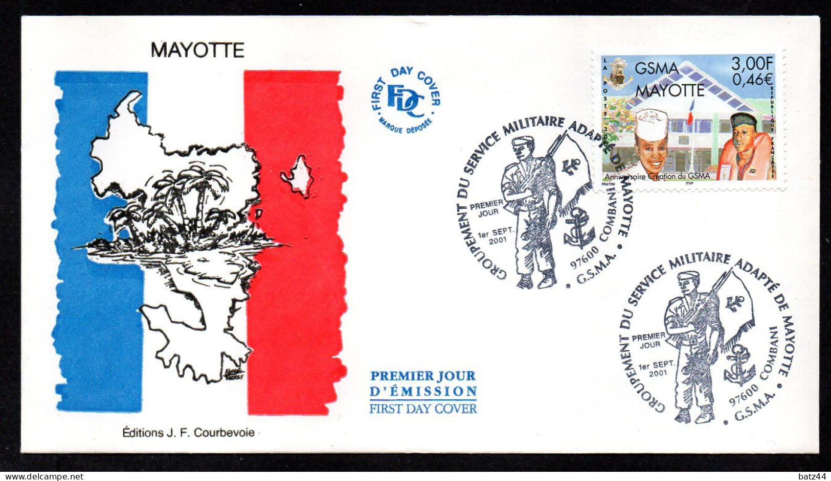 Mayotte , 01 09 2001 GSMA Enveloppe Premier Jour D'émission Du Timbre FDC - Lettres & Documents