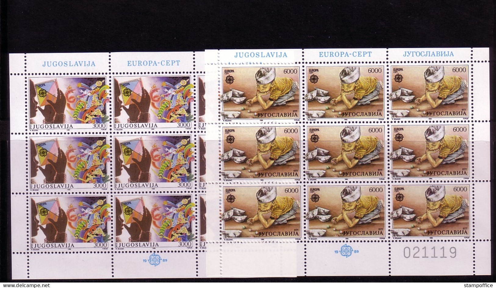 JUGOSLAWIEN MI-NR. 2340-2341 POSTFRISCH(MINT) KLEINBOGENSATZ EUROPA 1989 KINDERSPIELE - 1989