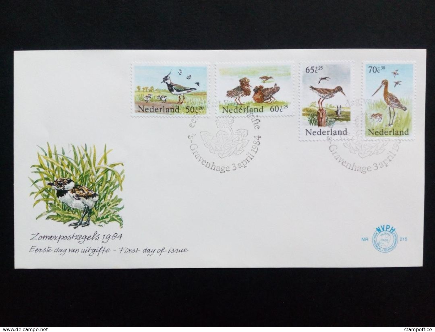 NIEDERLANDE MI-NR. 1246-1249 FDC ZOMERPOSTZEGELS 1984 VÖGEL KIEBITZ UFERSCHNEPFE - FDC