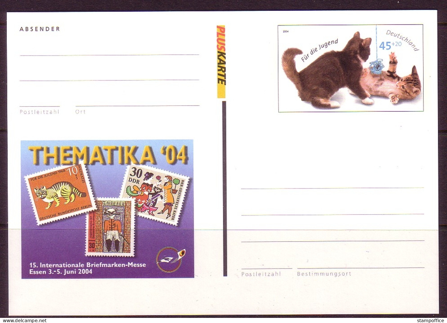 DEUTSCHLAND POSTKARTE MIT MI-NR. 2402 POSTFRISCH(MINT) JUNGE KATZEN 204 - Hauskatzen