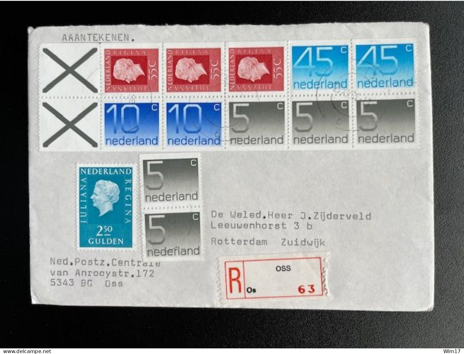 NETHERLANDS 1981 REGISTERED LETTER OSS TO ROTTERDAM 29-12-1981 NEDERLAND AANGETEKEND - Covers & Documents