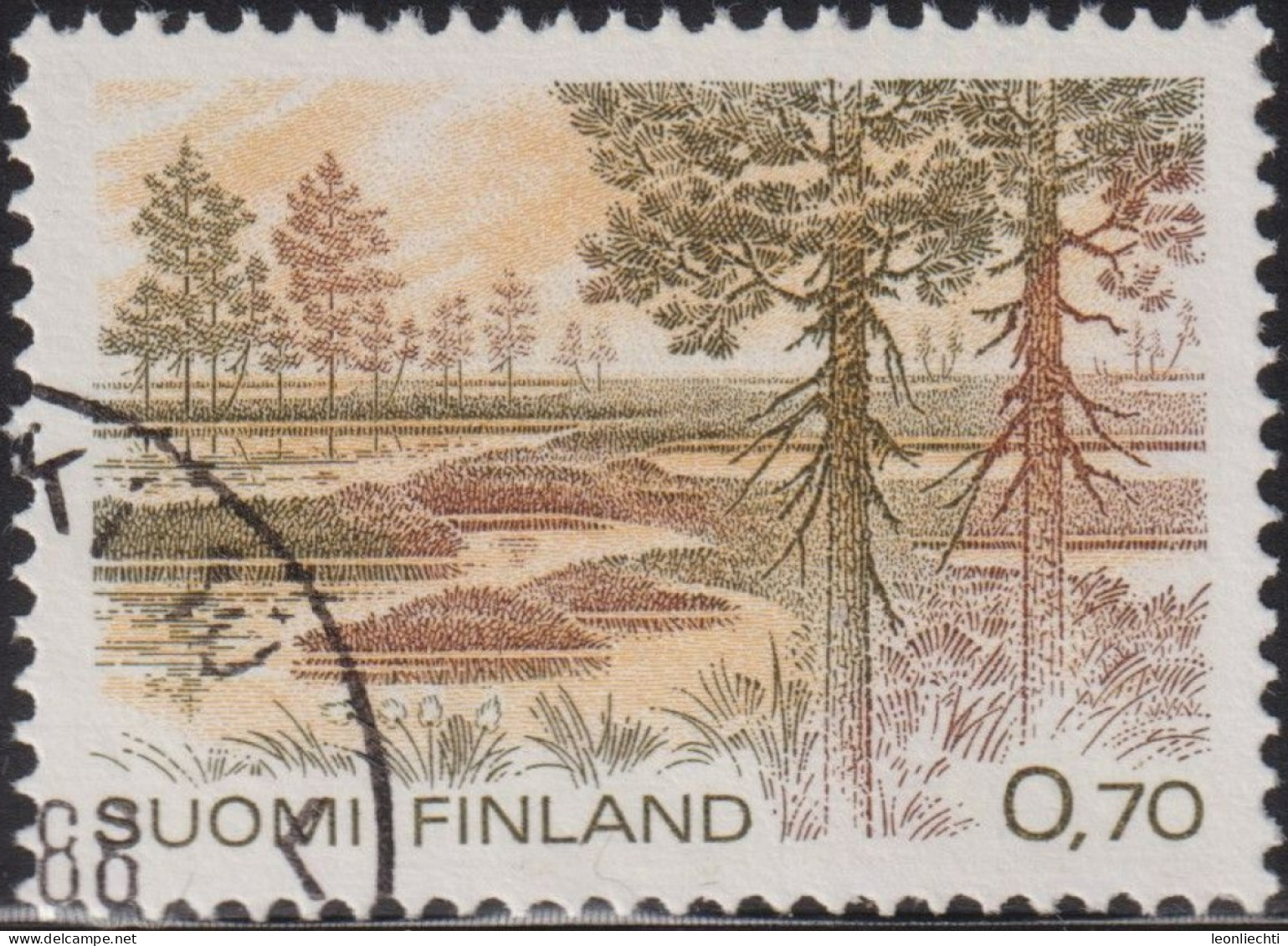 1981 Finnland ° Mi:FI 877, Yt:FI 841, Sg:FI 979, LaP:FI 875yWT Kauhaneva Marsh In Kauhaneva-Pohjankangas National Park - Oblitérés