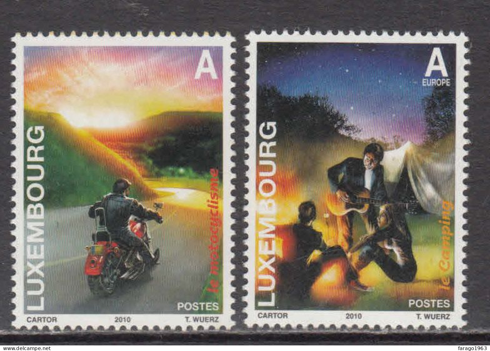 2010 Luxembourg Camping Motorcycling Guitar Complete Set Of 2 MNH @ BELOW FACE VALUE - Unused Stamps