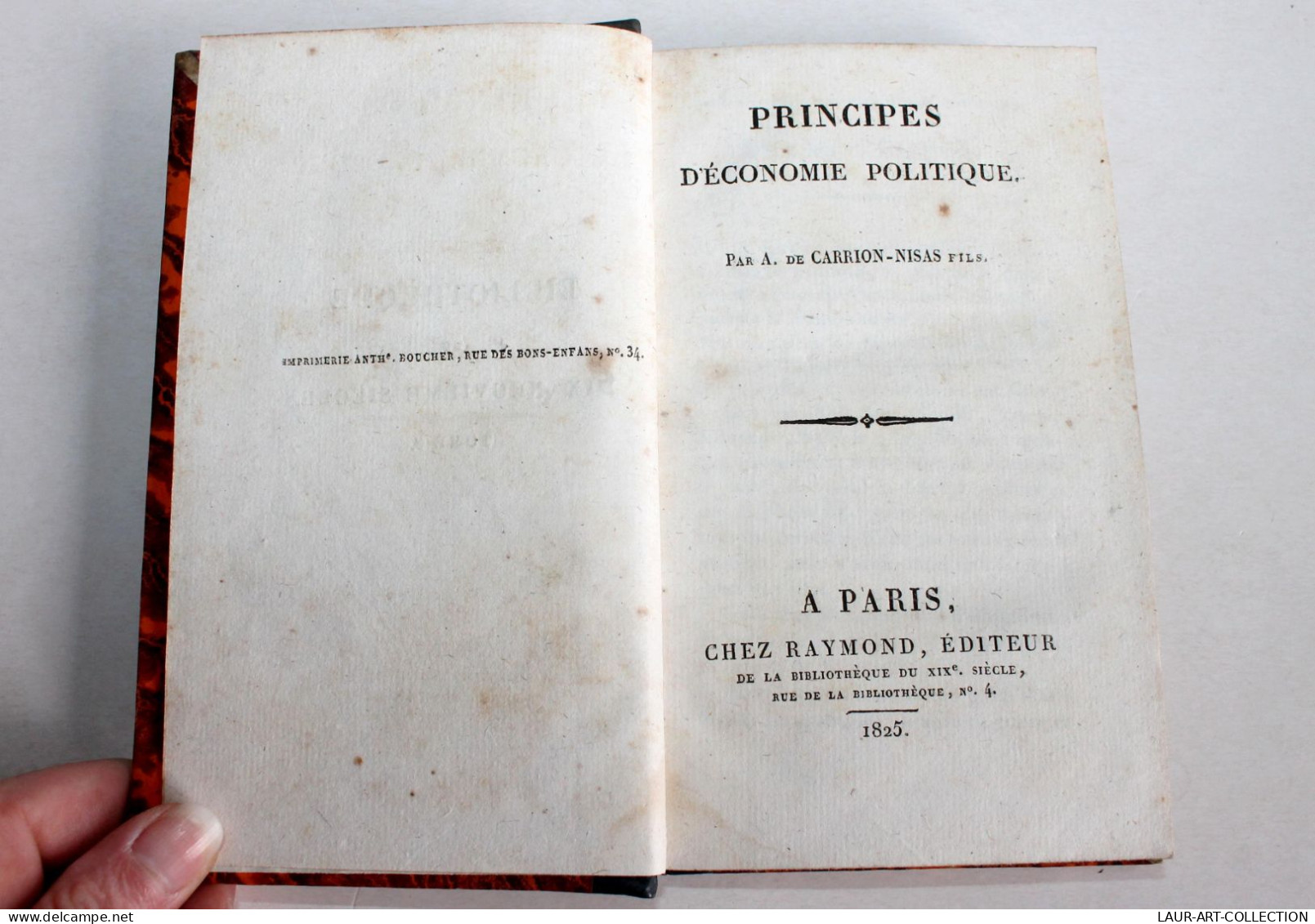 PRINCIPES D'ECONOMIE POLITIQUE Par A. DE CARRION NISAS FILS 1825 RAYMOND EDITEUR / ANCIEN LIVRE XIXe SIECLE (1803.60) - Economie