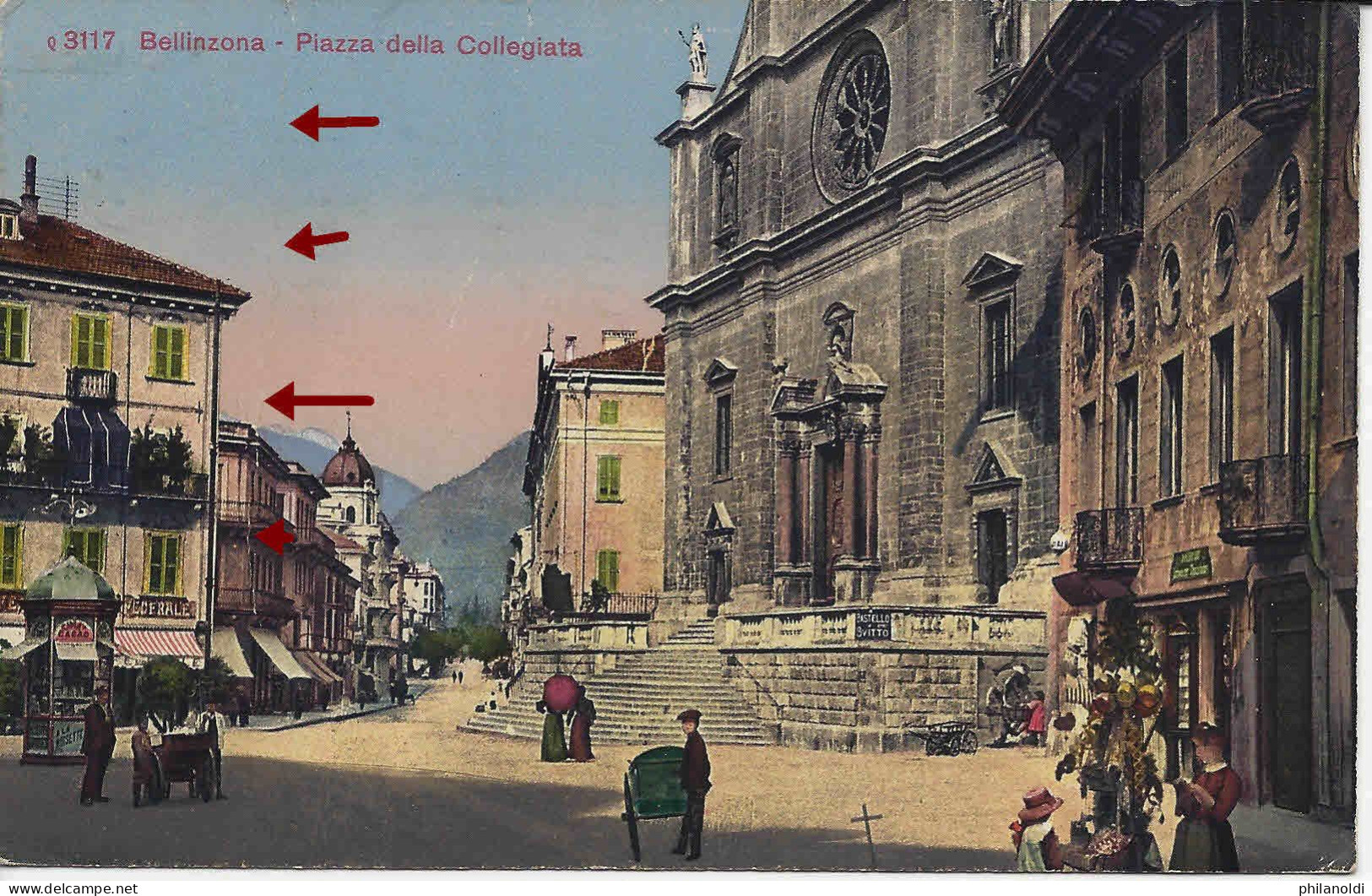 Bellinzona Piazza Della Collegiata, Voyagée 1922 - Bellinzone