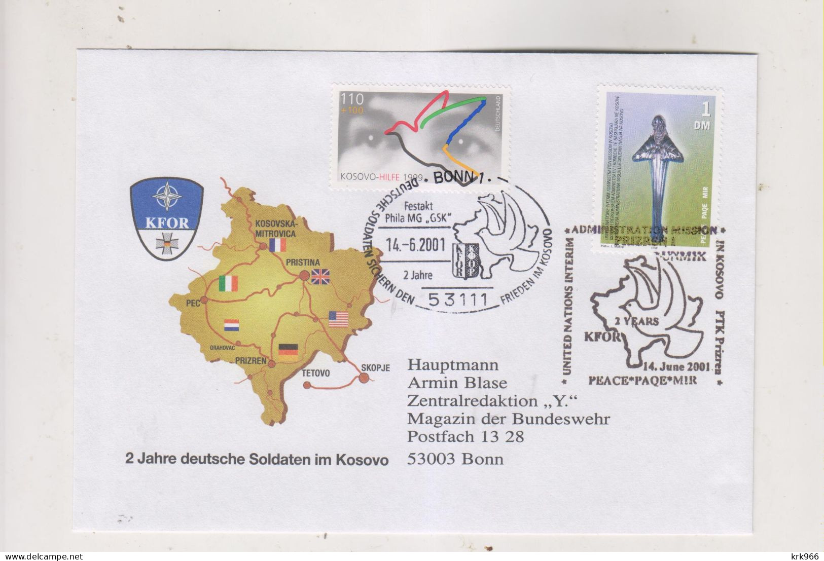 KOSOVO 2001 Nice Cover To Germany KFOR - Kosovo