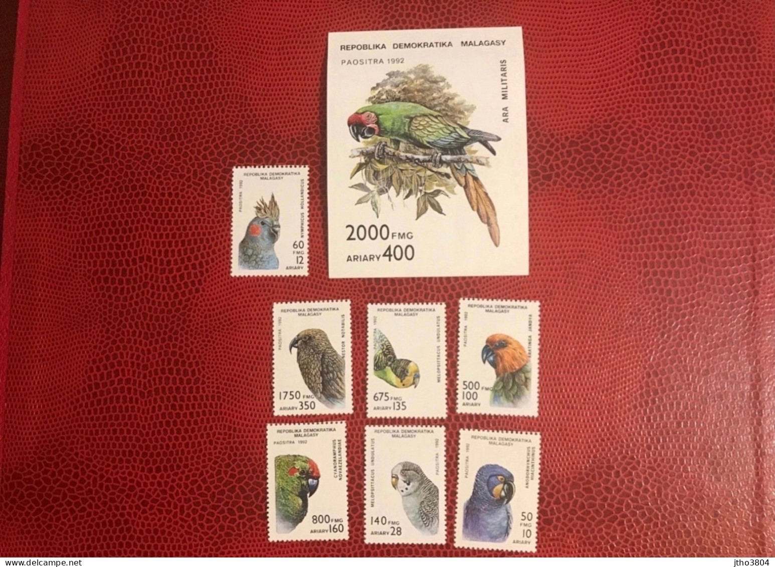 MADAGASCAR 1992 Bloc 1v Complete 7v Neuf MNH ** YT 1140 / 1150 Pájaro Bird Pássaro Vogel Ucello Oise Malagasy Madagaskar - Papegaaien, Parkieten