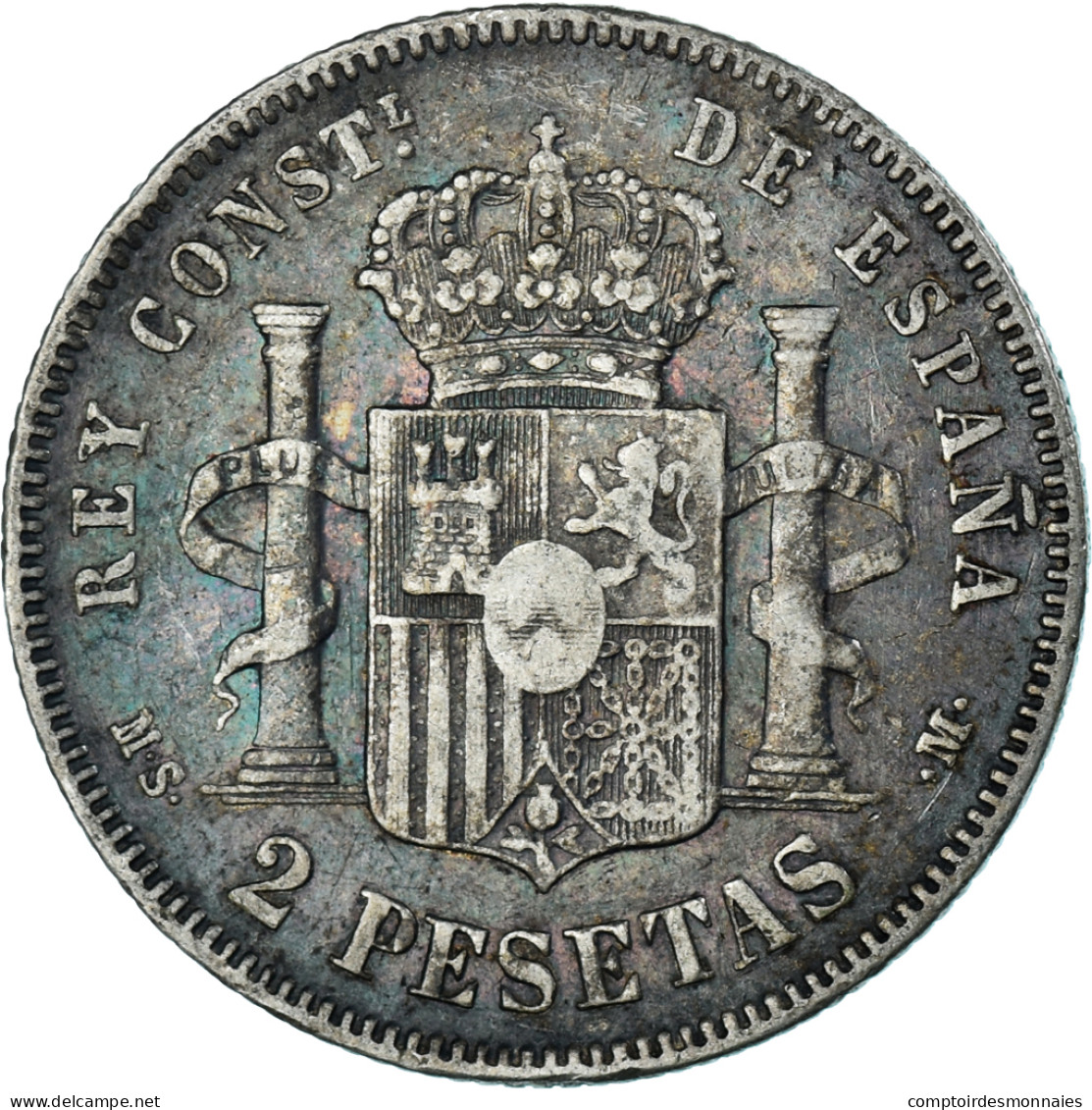 Monnaie, Espagne, Alfonso XII, 2 Pesetas, 1882, Madrid, TB+, Argent, KM:678.2 - First Minting