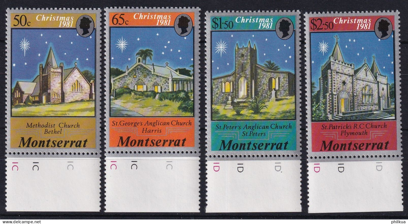 MiNr. 476 - 479 Montserrat  1981, 16. Nov. Weihnachten: Kirchen - Postfrisch/**/MNH - Isole Cocos (Keeling)