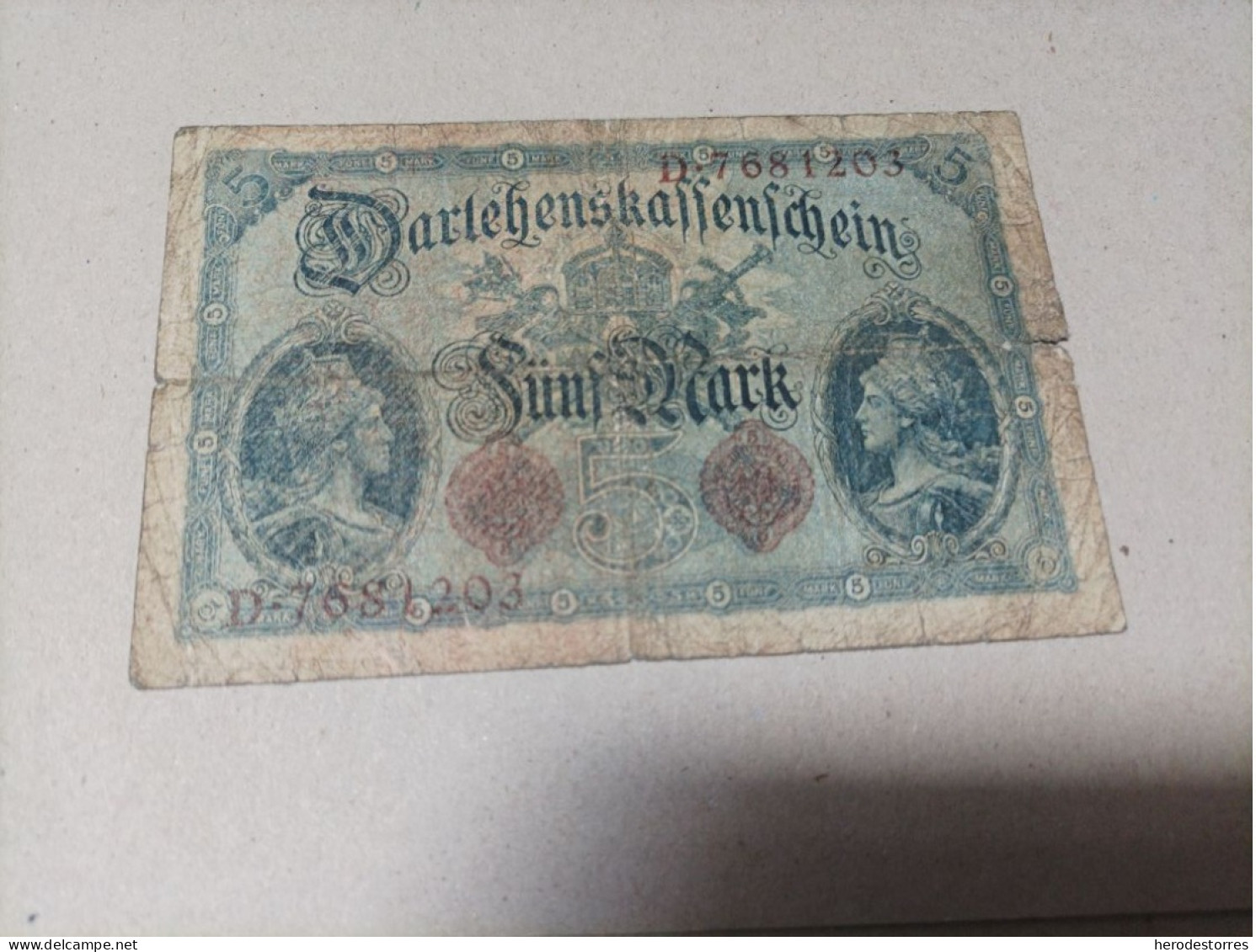 Billete Alemania, 5 Mark, Año 1914 - A Identificar
