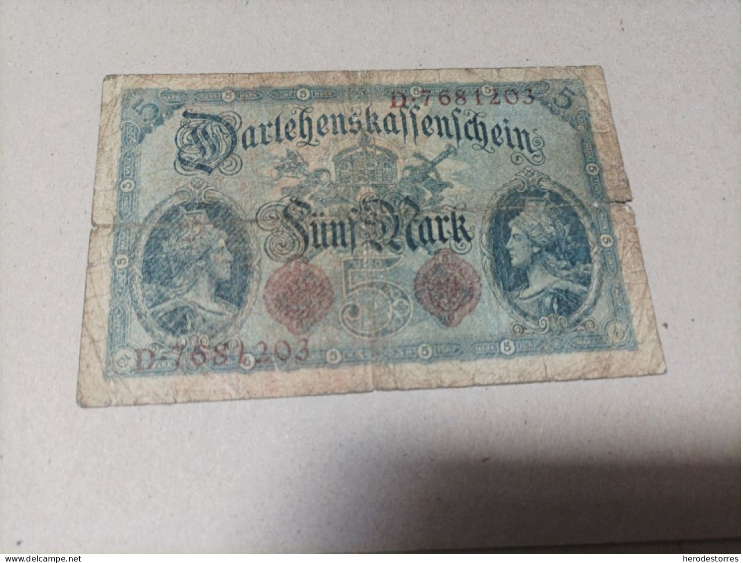 Billete Alemania, 5 Mark, Año 1914 - A Identifier