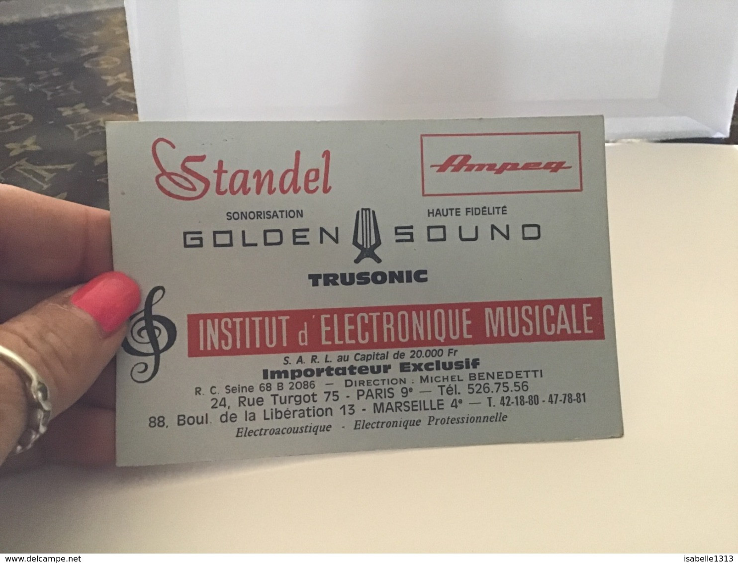 Carte De Visite Golden Sound Institut D’électronique Musicale Paris Marseille Standel - Cartoncini Da Visita