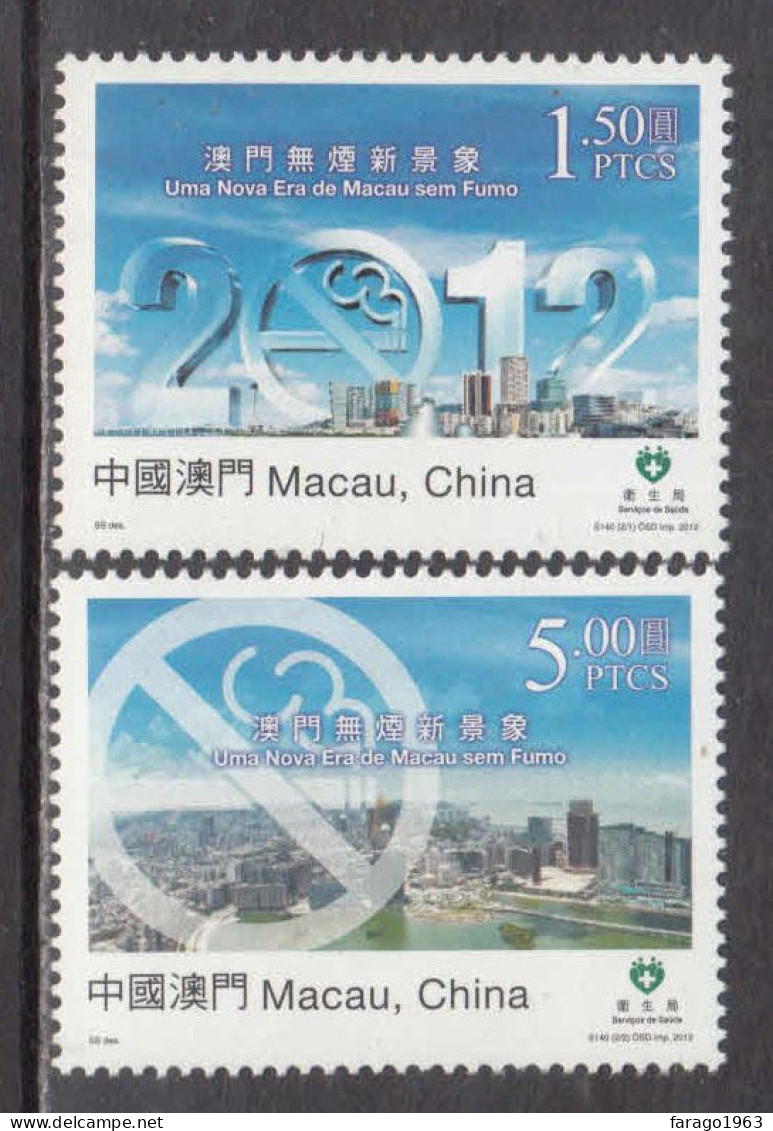 2012 Macau Smoke Free Macau Anti-Smoking Health  Complete Set Of 2 MNH - Nuevos