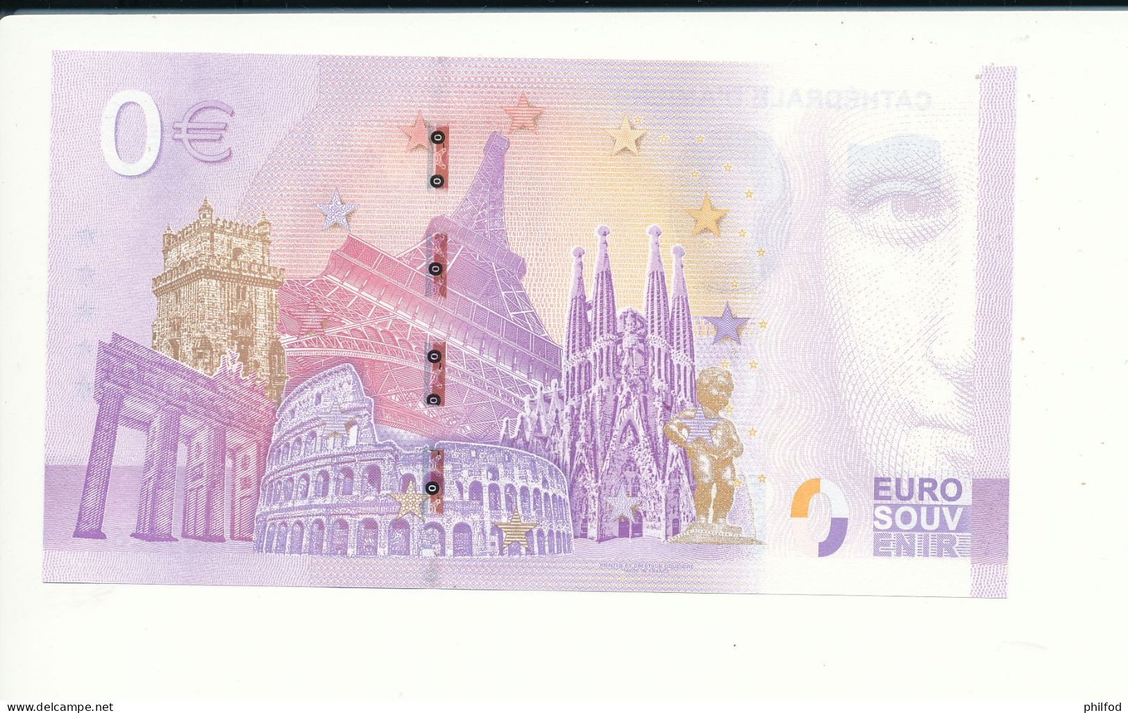 Billet Souvenir - 0 Euro - CATHEDRALE D'AMIENS - UEHX - 2023-1 - N° 5260 - Kilowaar - Bankbiljetten