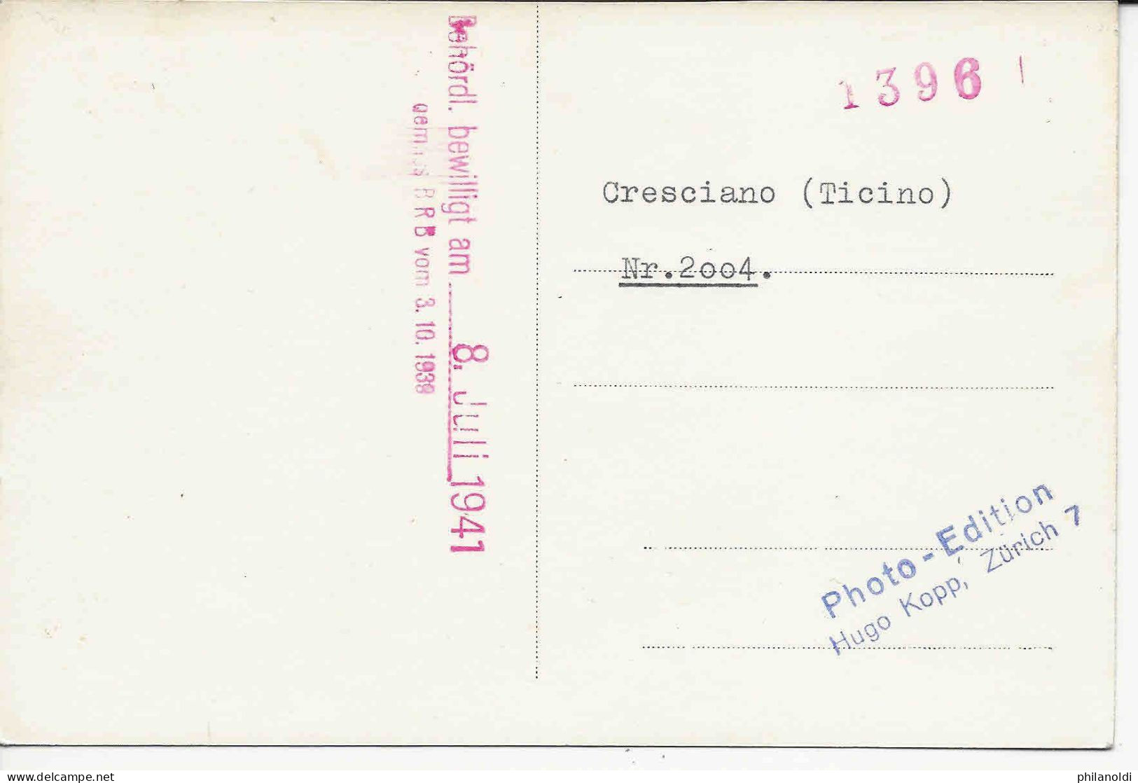 Cresciano, Très Rare Carte Originale Soumise En 1941 Aux Autorités Fédérales (Service Topographique Fédéral) Non Voyagée - Autres & Non Classés