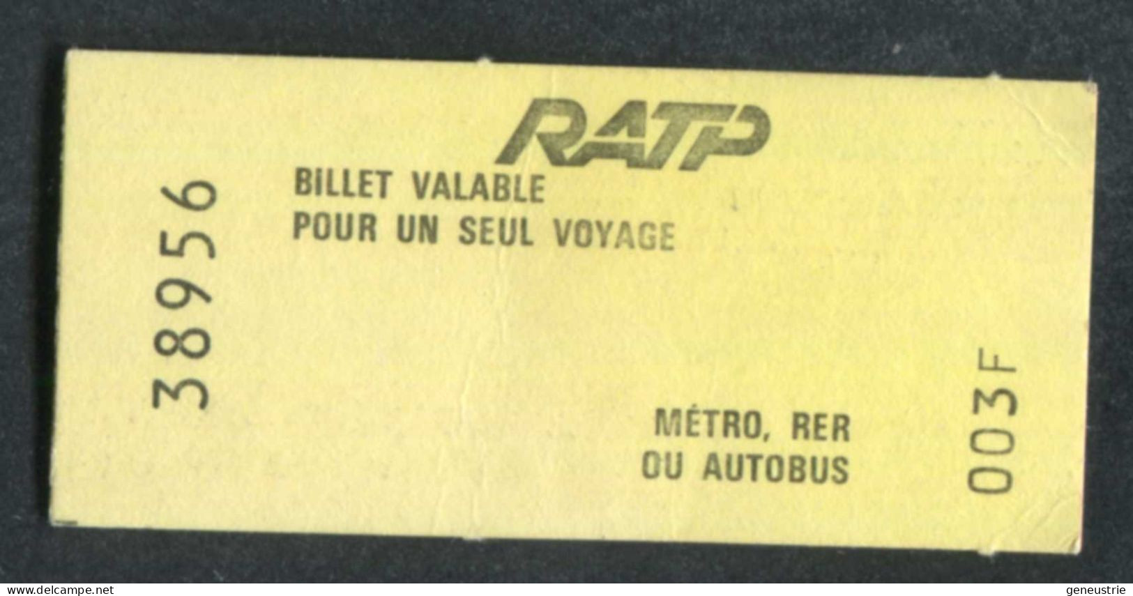 Ticket De Métro Spécial Neuf à Tarif Réduit "Pompiers De Paris Et Militaires" RATP - Métropolitain De Paris - Europe