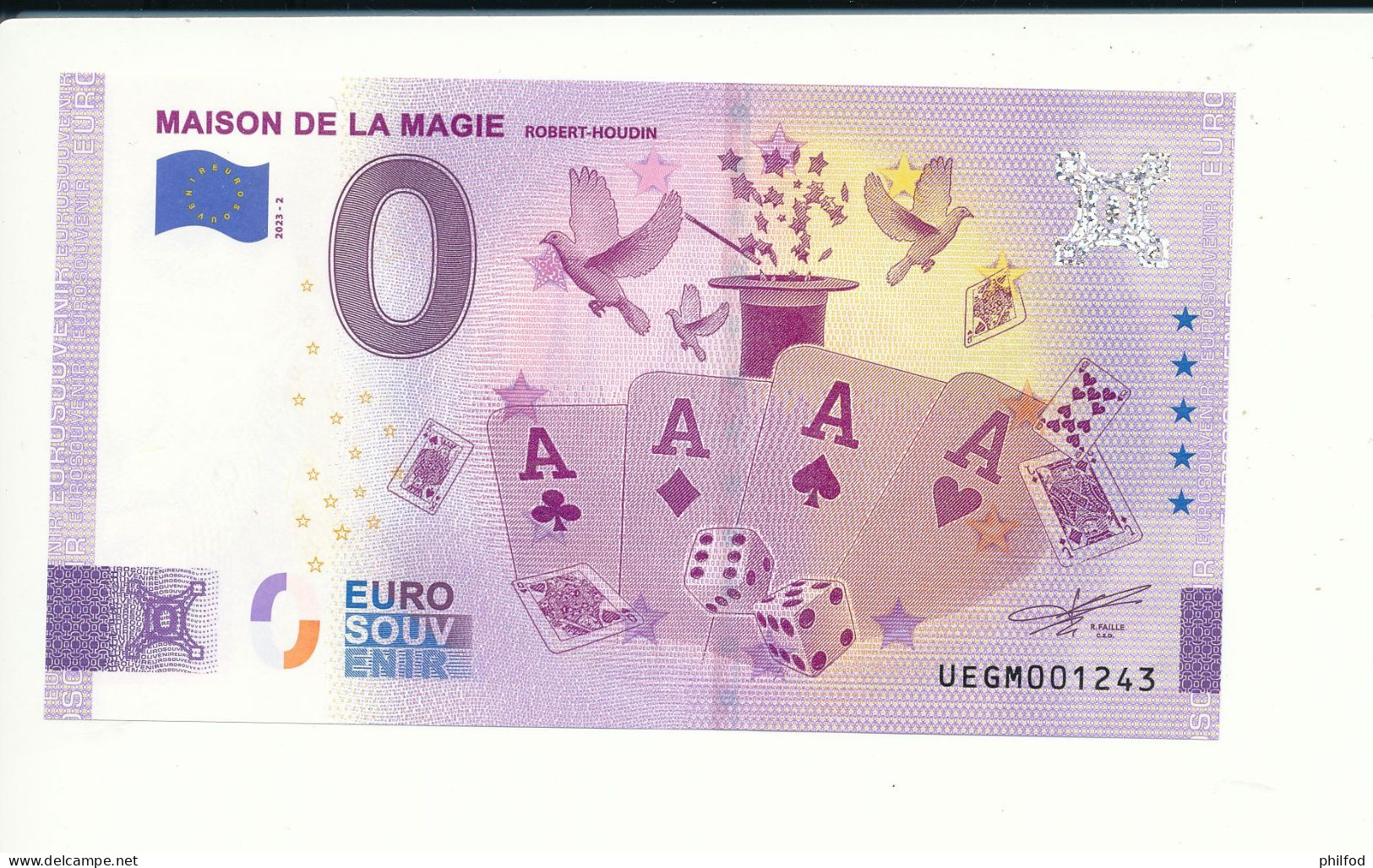 Billet Souvenir - 0 Euro - MAISON DE LA MAGIE ROBERT-HOUDIN - UEGM - 2023-2 - N° 1243 - Kiloware - Banknoten