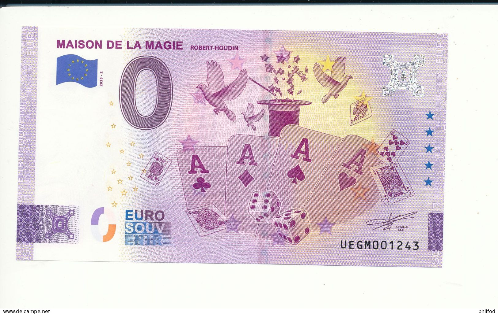 Billet Souvenir - 0 Euro - MAISON DE LA MAGIE ROBERT-HOUDIN - UEGM - 2023-2 - N° 1243 - Vrac - Billets