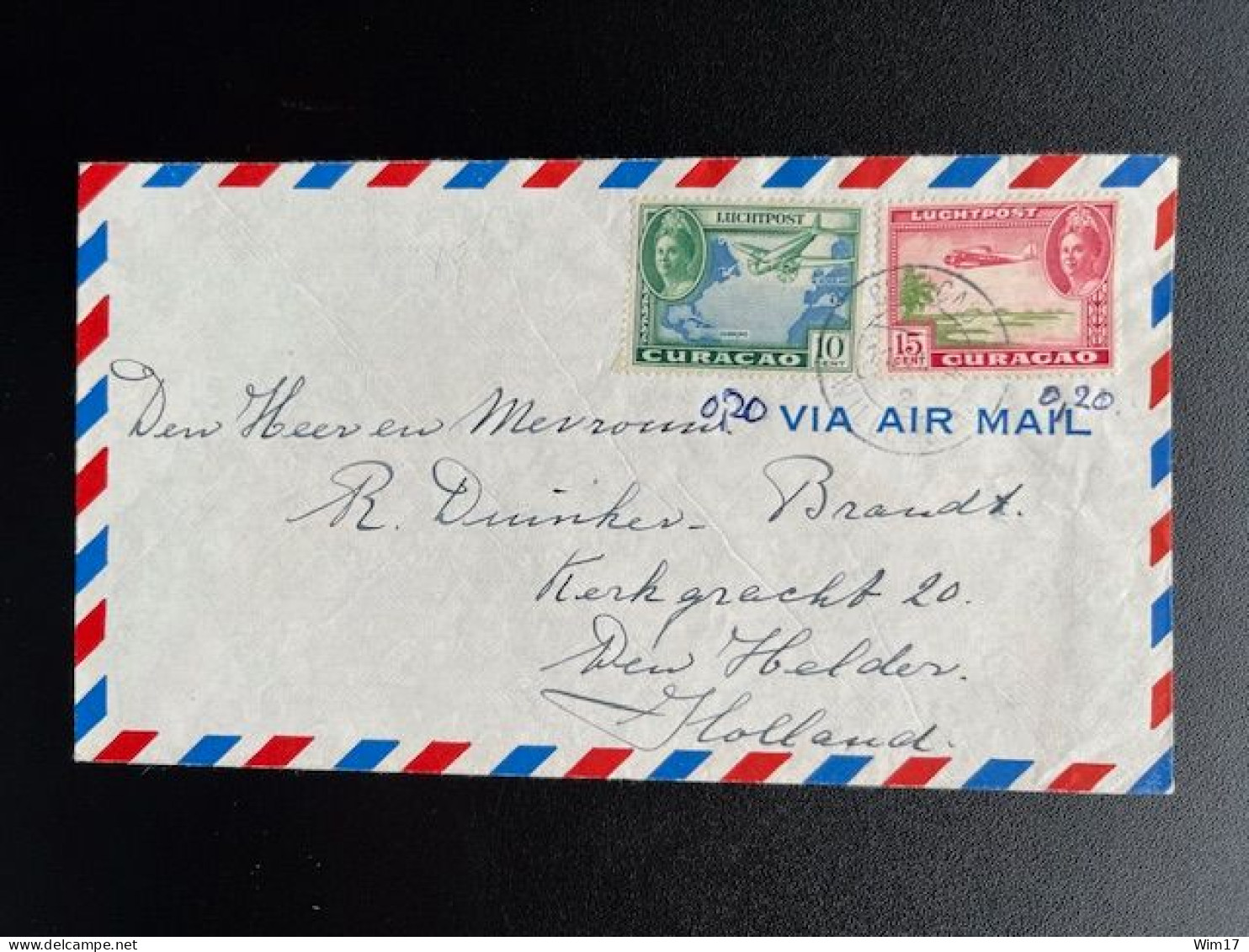 DUTCH ANTILLES CURACAO 1943 AIR MAIL LETTER TO DEN HELDER 16-06-1943 NEDERLANDSE ANTILLEN - Curaçao, Antilles Neérlandaises, Aruba