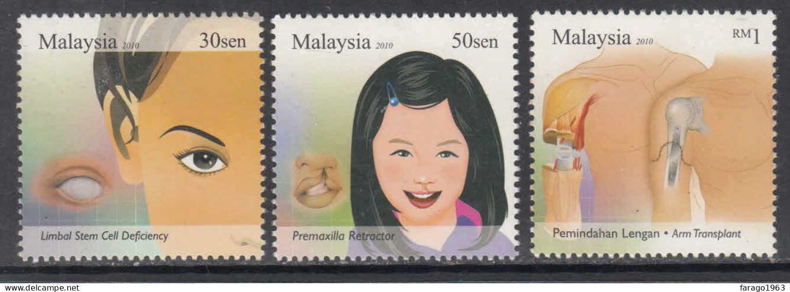 2010 Malaysia Medical Excellence Health Complete Set Of 3 MNH - Malaysia (1964-...)