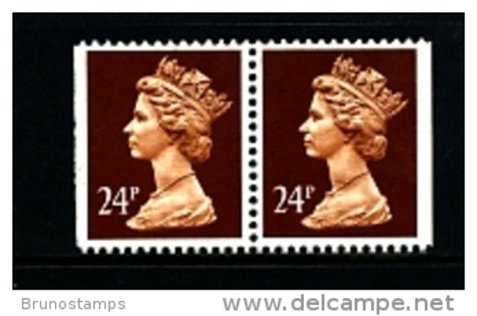 GREAT BRITAIN - 1992  MACHIN  24p. PERF. 14  PAIR IMPERF. SIDES  MINT NH  SG X969 - Machins