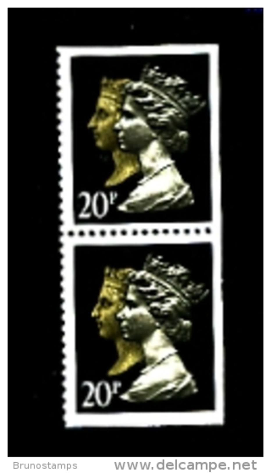 GREAT BRITAIN - 1990  DOUBLE HEADS  20p. PCP HARRISON  PAIR IMPERF. 3 SIDES MINT NH  SG 1469 - Machins