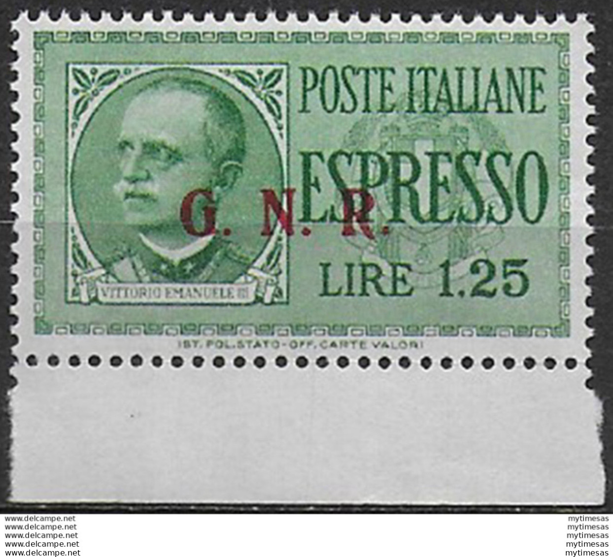 1943 Repubblica Sociale Espressi Lire 1,25 Var Bc MNH Sassone N. 19/IIIn - Otros & Sin Clasificación