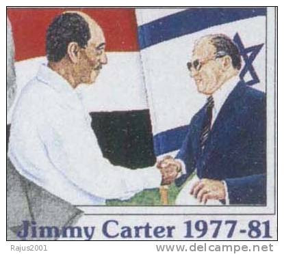 President Jimmy Carter, Begin Of Israel And Sadat Of Egypt During Camp David Accord, Judaica, Nobel Prize, MNH Dominica - Judaísmo