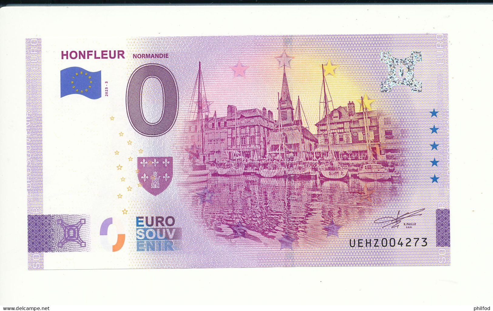 Billet Souvenir - 0 Euro - HONFLEUR NORMANDIE - UEHZ - 2023-3 - N° 4273 - Alla Rinfusa - Banconote