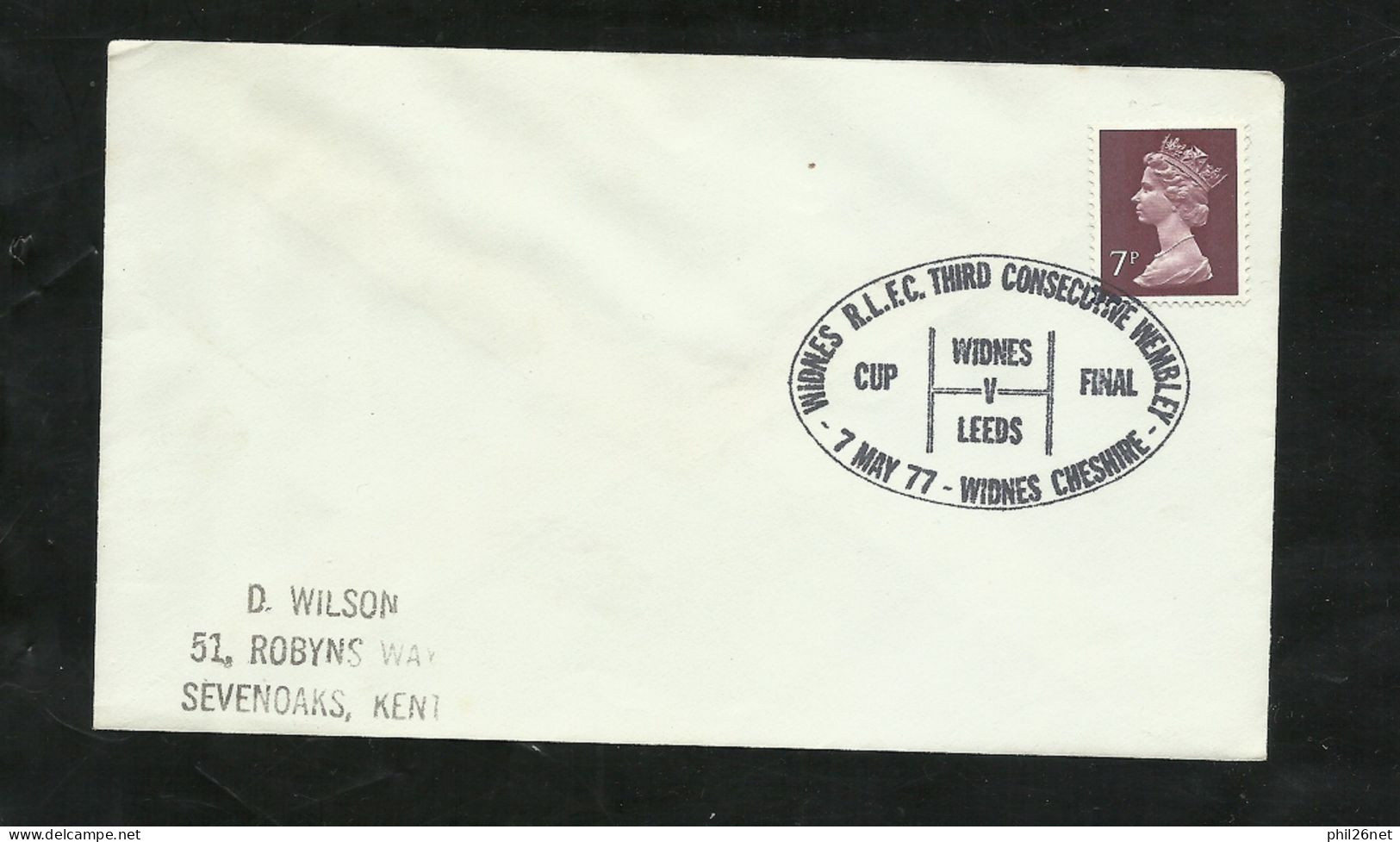 U.K Royaume Uni Lettre Du 7/5/1977 Cachet Illustré Widness R.L.F.C. Contre Leeds Finale De La Cup N°646 B/TB Voir Scan - Rugby