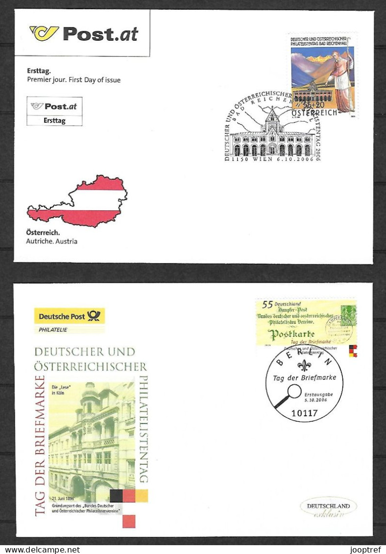 2006 Joint/Gemeinschaftsausgabe Austria And Germany, BOTH OFFICIAL FDC'S: Day Of Philately - Joint Issues