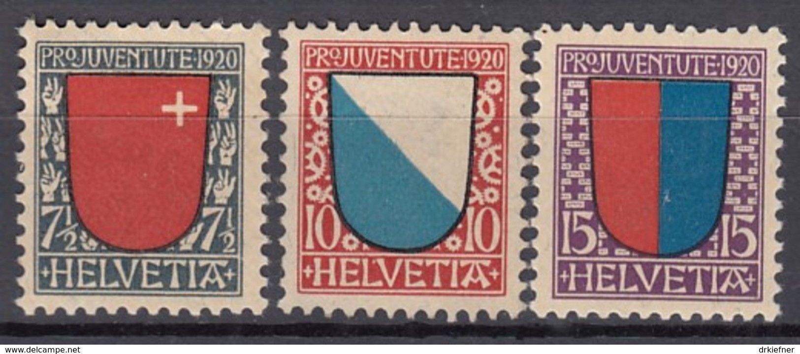 SCHWEIZ  153-155, Postfrisch **, Pro Juventute: Wappen 1920 - Nuevos