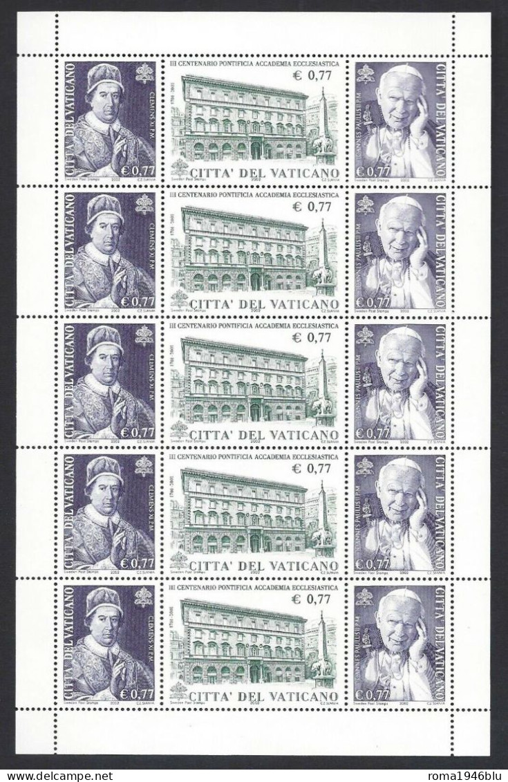 VATICANO 2002 PONTIFICIA ACCADEMIA ECCLESIASTICA  MINIFOGLIO ** MNH - Blocks & Kleinbögen