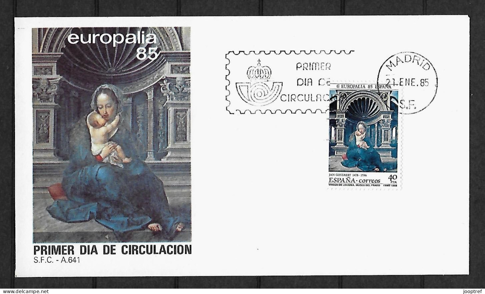 1985 Joint Spain And Belgium, OFFICIAL FDC SPAIN WITH STAMP: Europalia'85 - Emissions Communes