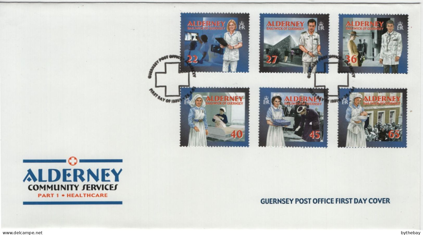 Alderney 2001 FDC Sc 164-169 Healthcare Workers Community Services Part I - Alderney