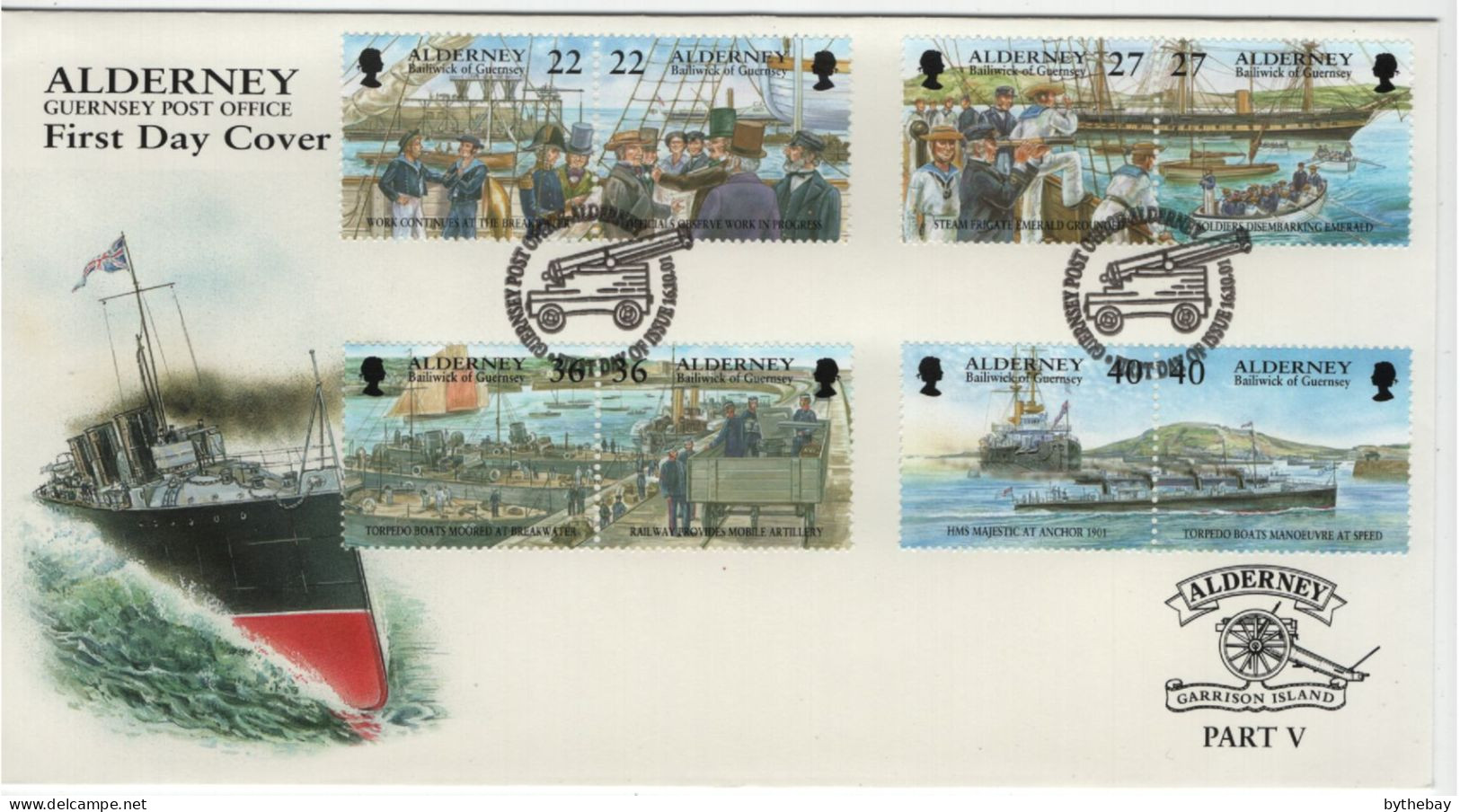 Alderney 2001 FDC Sc 176-183 Garrison Island Part V Set Of 4 Pairs - Alderney