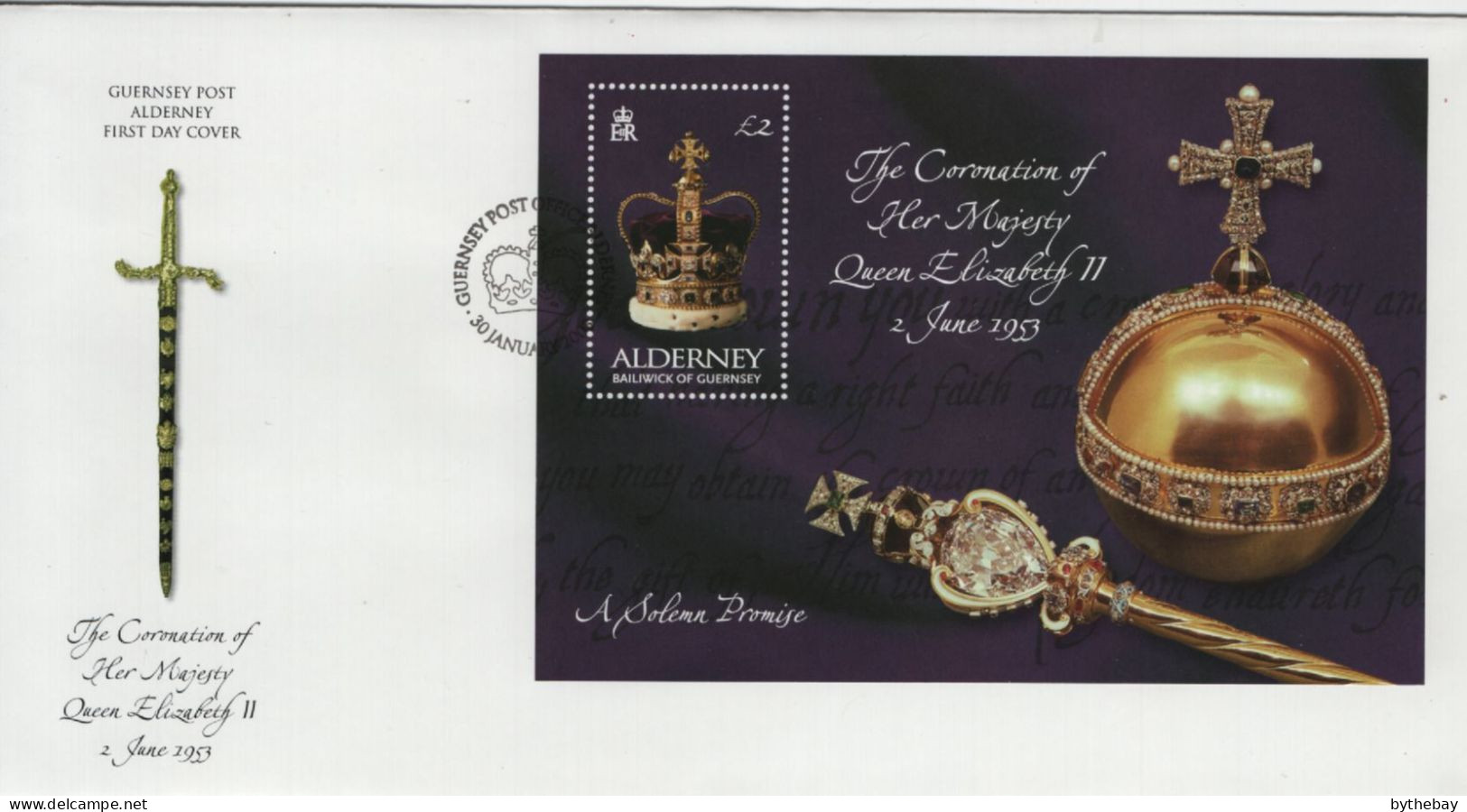 Alderney 2003 FDC Sc 202 2pd Crown QEII Coronation 50th Ann Sheet - Alderney