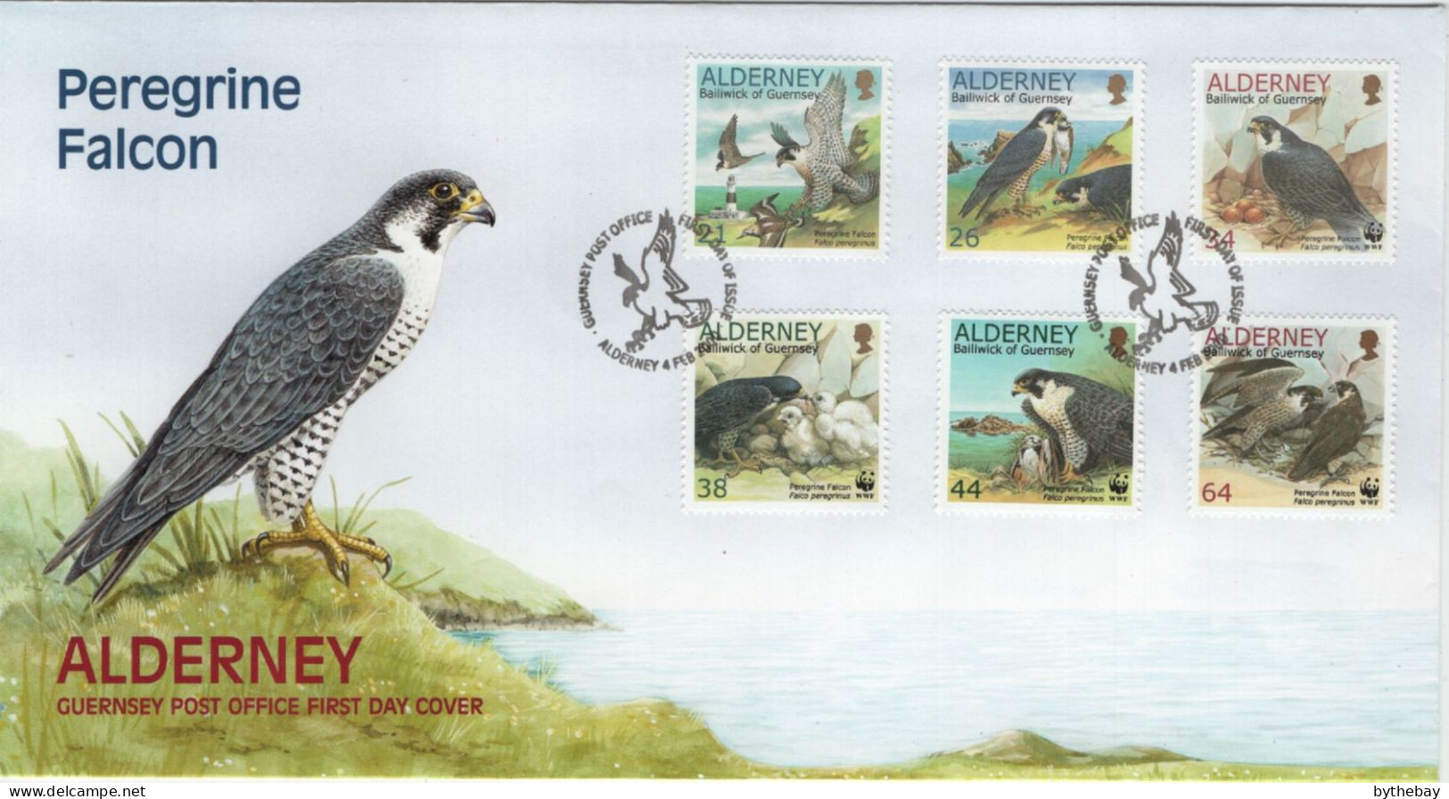 Alderney 2000 FDC Sc 142-147 Peregrine Falcon - Alderney