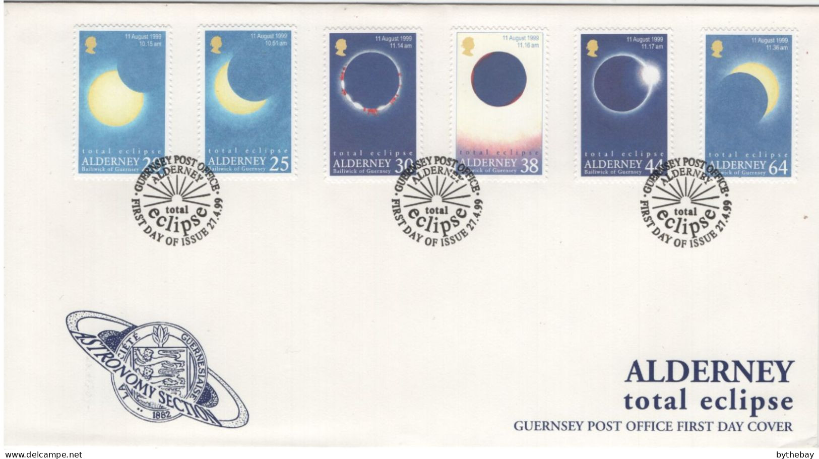 Alderney 1999 FDC Sc 128-133 Total Solar Eclipse - Alderney