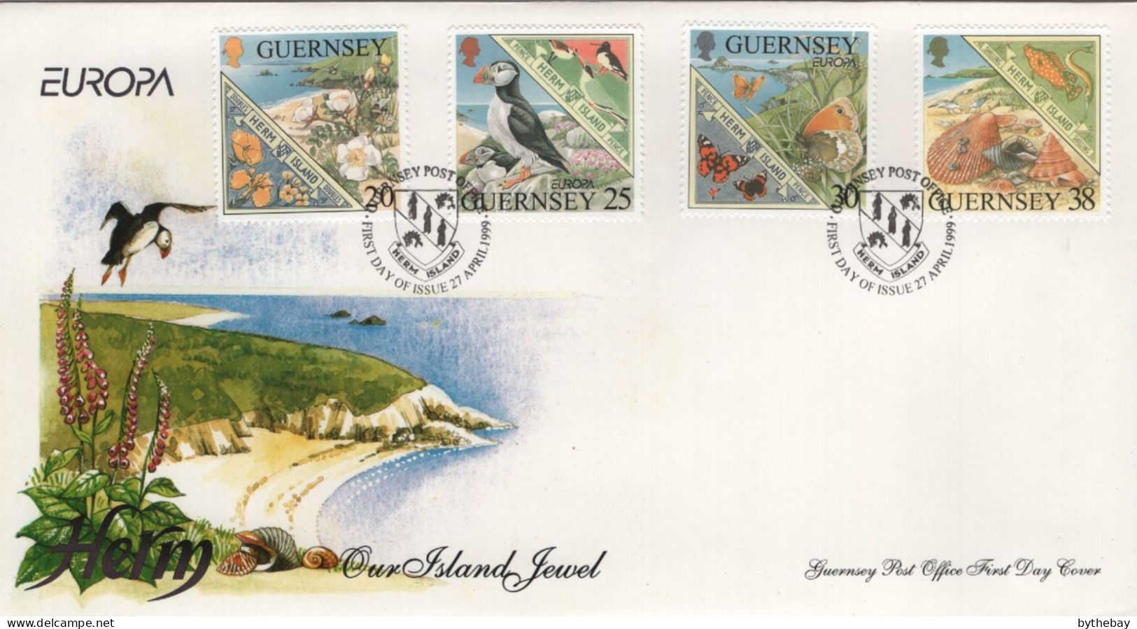 Guernsey 1999 FDC Sc 680-683 Herm Island Local Stamps, Scenes EUROPA - Guernesey