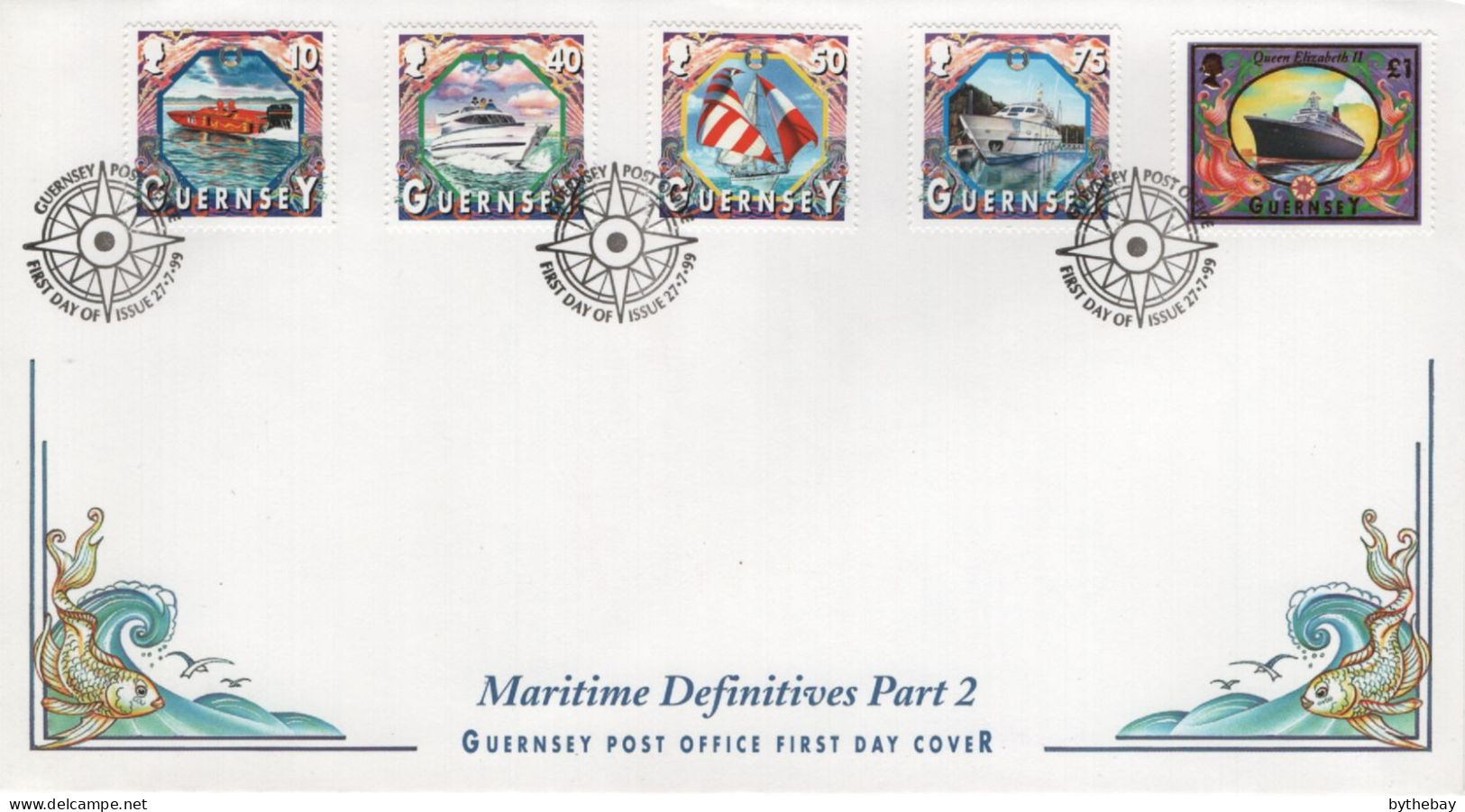 Guernsey 1998-2000 FDC Sc 649, 652, 656, 658, 660 Boats Maritime Definitives - Guernesey