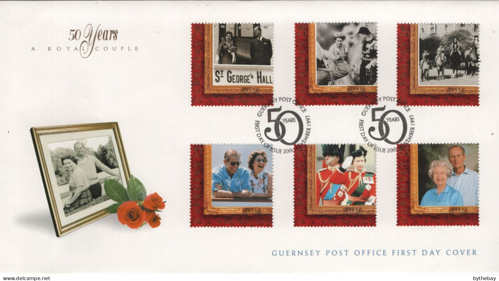 Guernsey 1997 FDC Sc 603-608 QEII, Prince Philip's 50th Anniversary - Guernesey