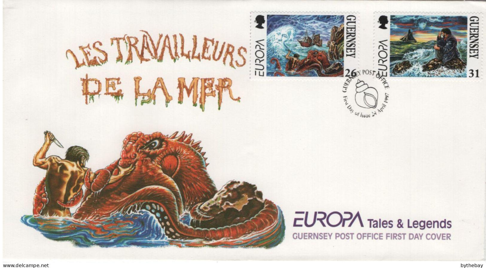 Guernsey 1997 FDC Sc 591-592 Les Travailleurs De La Mer Victor Hugo EUROPA - Guernsey