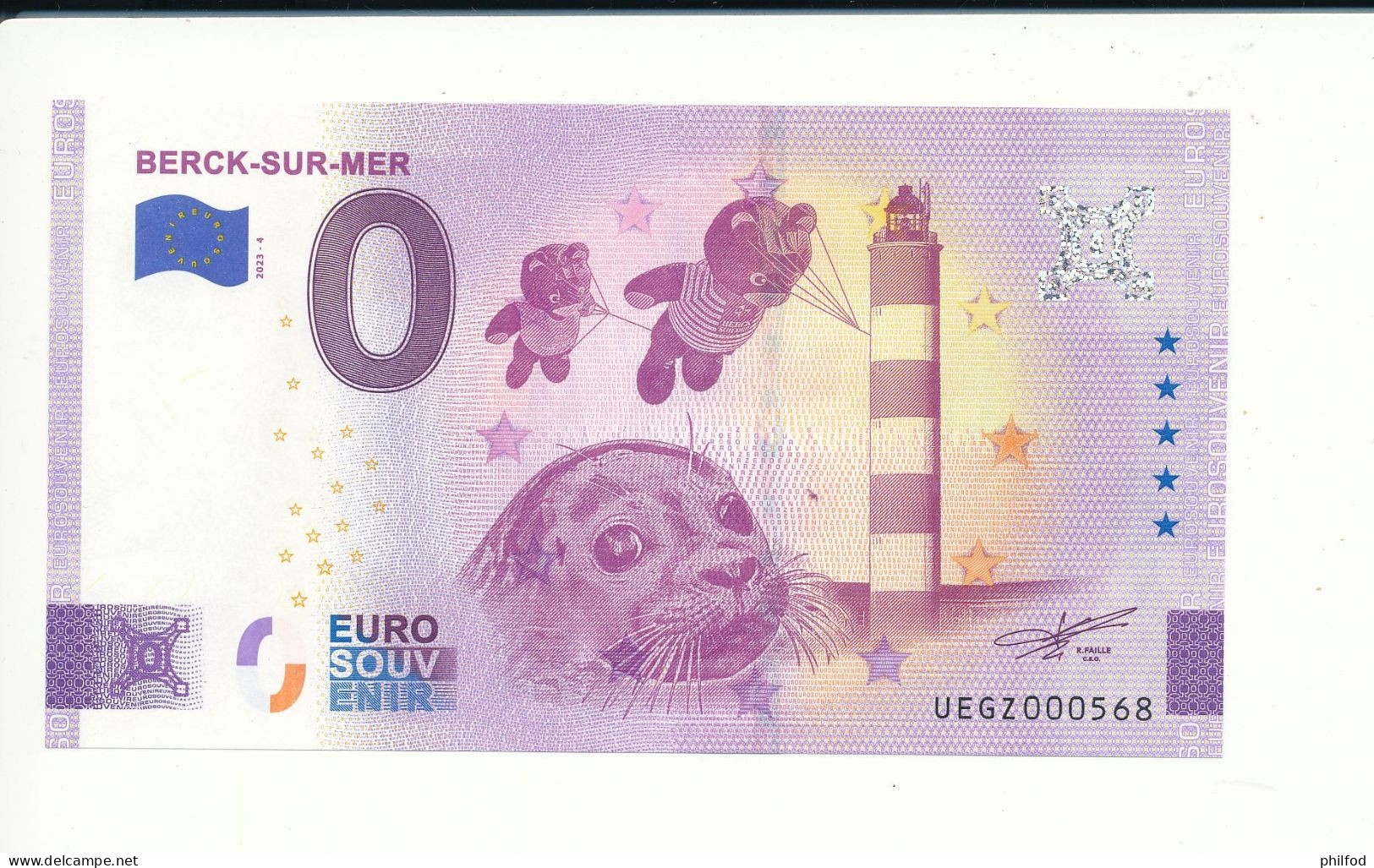 Billet Souvenir - 0 Euro - BERCK-SUR-MER - UEGZ - 2023-4 - N° 568 - Kilowaar - Bankbiljetten