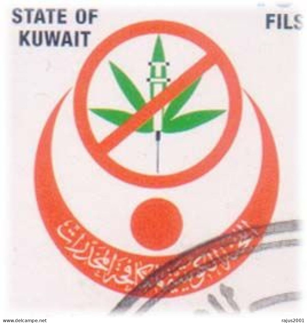 Say No To Drugs, Fight Against Drugs Abuse, Syringe, Disease, Red Crescent, Health, Medical, Kuwait 1998 FDC - Drogue