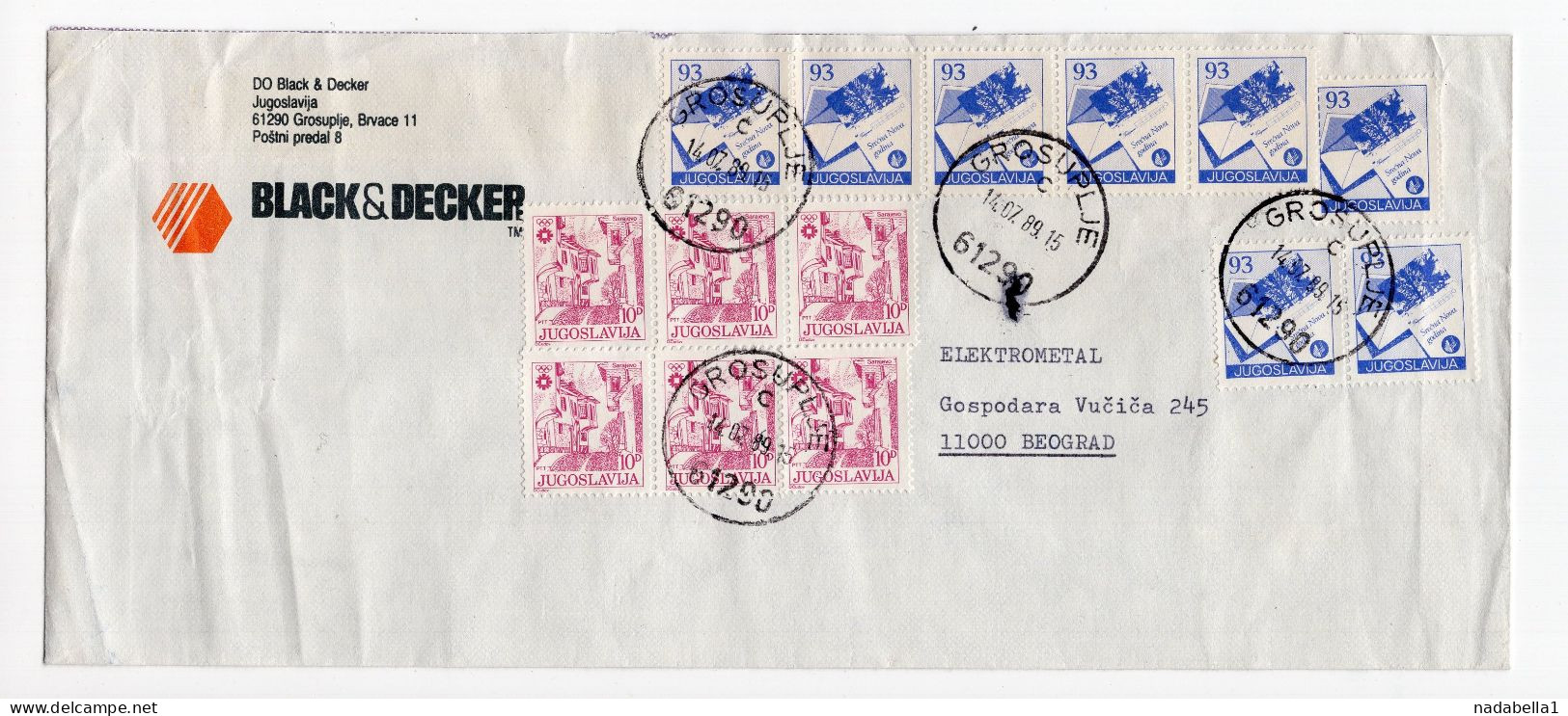 14.07.1989. INFLATIONARY MAIL,YUGOSLAVIA,SLOVENIA,GROSUPLJE HEADED BLACK & DECKER COVER,INFLATION - Brieven En Documenten